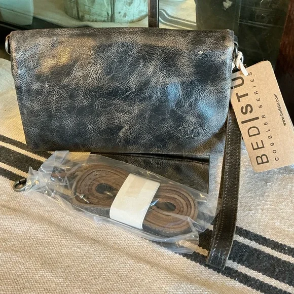 NWT Bed Stu Leather Cadence Wallet Wristlet Crossbody Bag Black Lux MSRP $175 - Picture 12 of 14